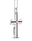 Collana Zancan in argento con pendente a croce e vite in oro rosa.