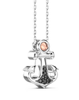Collana Zancan in argento con pendente ad ancora e pietre nere.