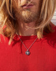 Collana Zancan in argento, pendente a rosa dei venti con pietre nera.