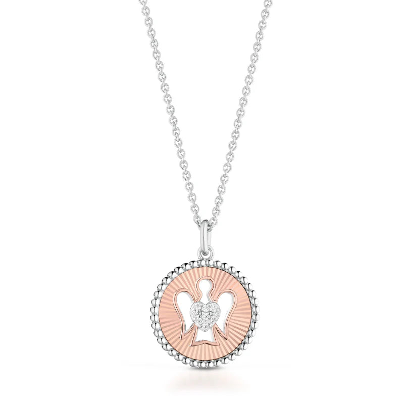 Collana angelo traforato in argento rosato