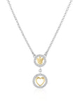Collana con Angelo e Cuore in Argento Dorato e Zirconi