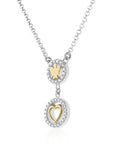 Collana con Angelo e Cuore in Argento Dorato e Zirconi