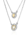 Collana doppia catena con angelo, cuore e zirconi