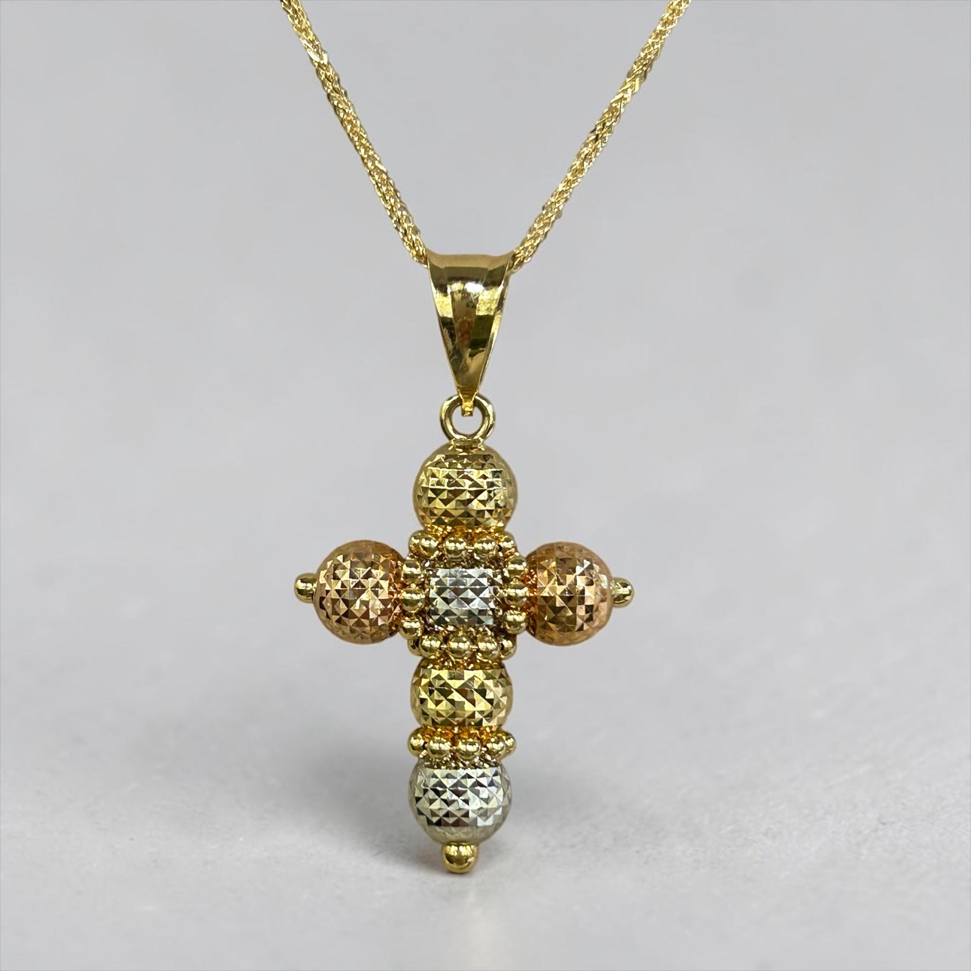 Collana Croce Diamantata Multicolor
