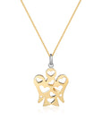 Collana Con Pendente Angelo con Cuori Double Face In Oro Bianco E Giallo SKU: NKT320