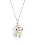 Collana Con Pendente Angelo con Cuori Double Face In Oro Bianco E Giallo SKU: NKT320