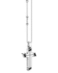 Collana Zancan in argento con pendente a croce e pietre nere.
