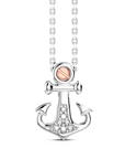 Collana Zancan in argento con pendente ad ancora e pietre bianche.