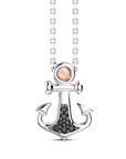Collana Zancan in argento con pendente ad ancora e pietre nere.